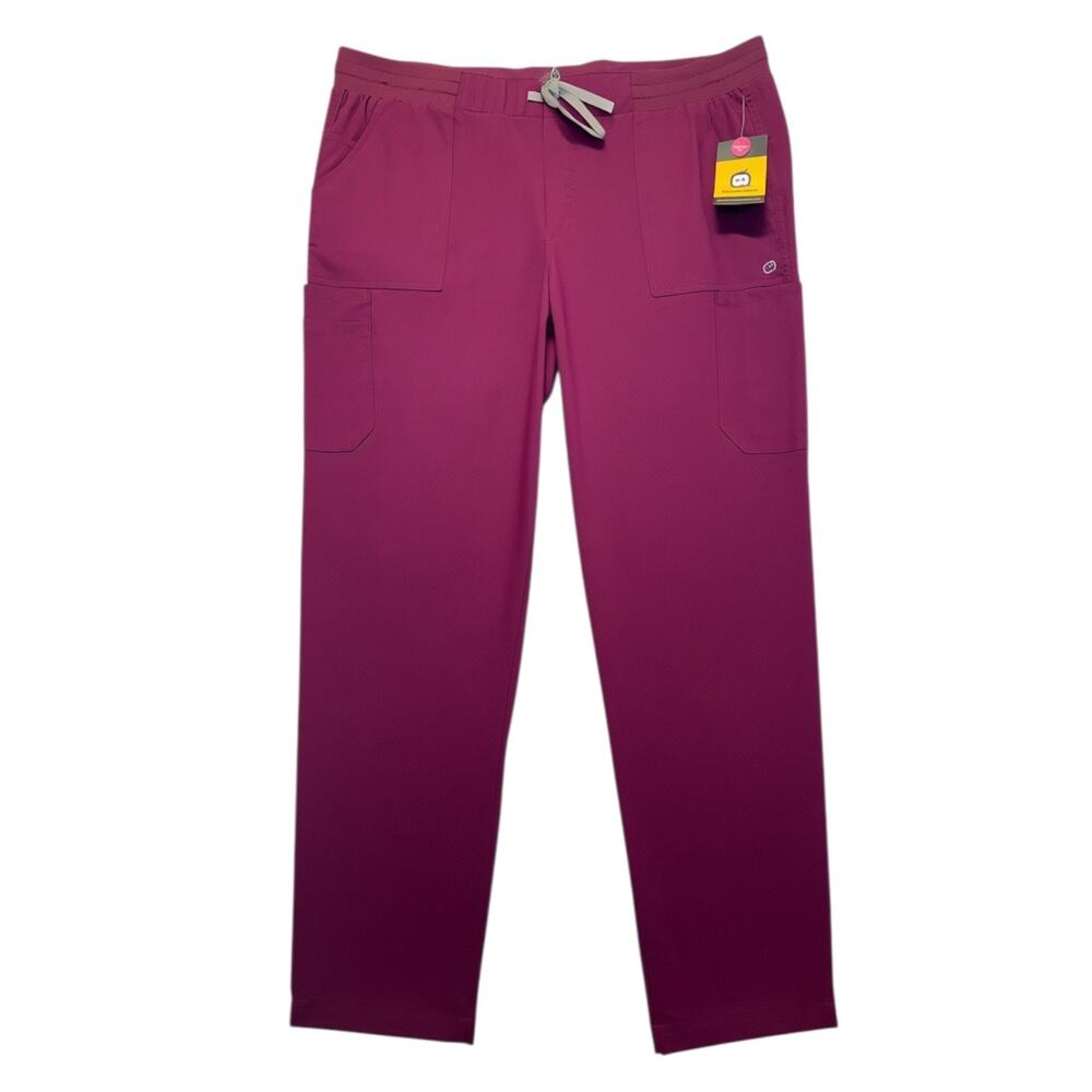 WonderWink PRO Women’s Cargo Scrub Pants 2XL Wine Slim Leg Stretch NWT